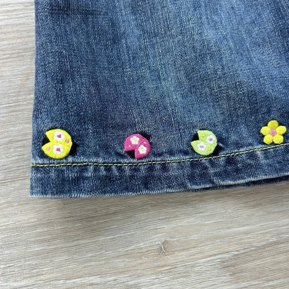 Gymboree Pretty Lady 2009 Denim Skirt‎ Skort Size 8 Embroidered Ladybugs Flowers